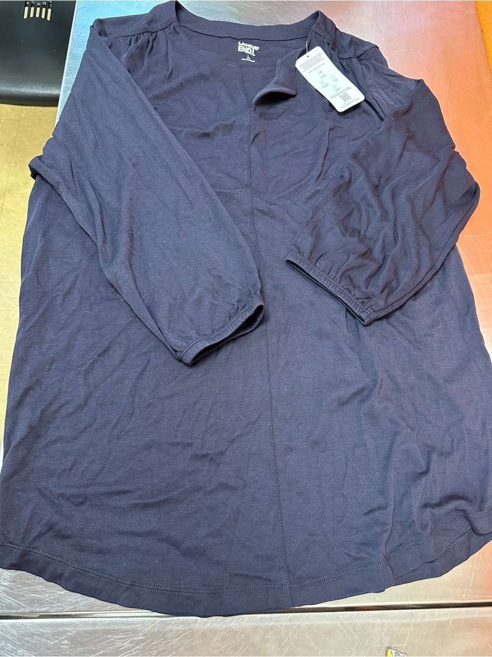Women’s Lands' End Women's Supima Micro Modal 3/4 Sleeve Split Neck Tunic Large
